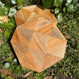 Geometric Wooden Coasters set of 2 pieces